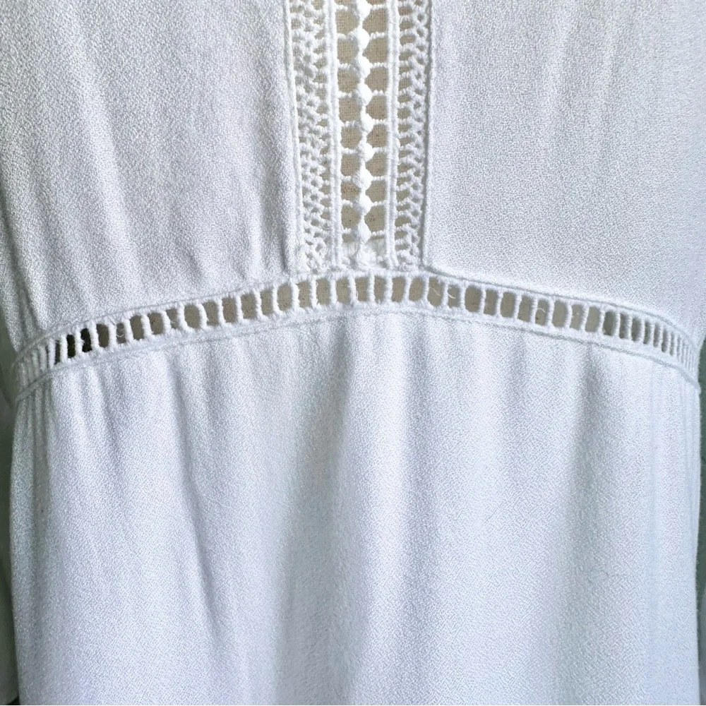Amuse Society White On The Go Dress Crochet‎ Insets SZ Small Boho Coastal Resort